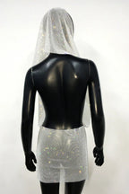 Sparkling Embellished Hooded Mini Dress - View 12 | WEUXS