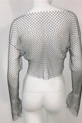Crystal Diamond See Through Crop Top | Dress In Beauty