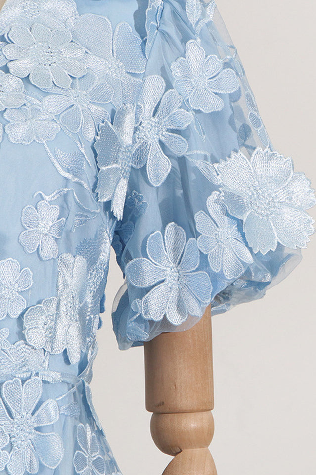 Chayan Flower Embroidery Mini Dress | Dress In Beauty