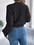 Cable knit crew neck sweater with lantern sleeves - View 17 | WEUXS