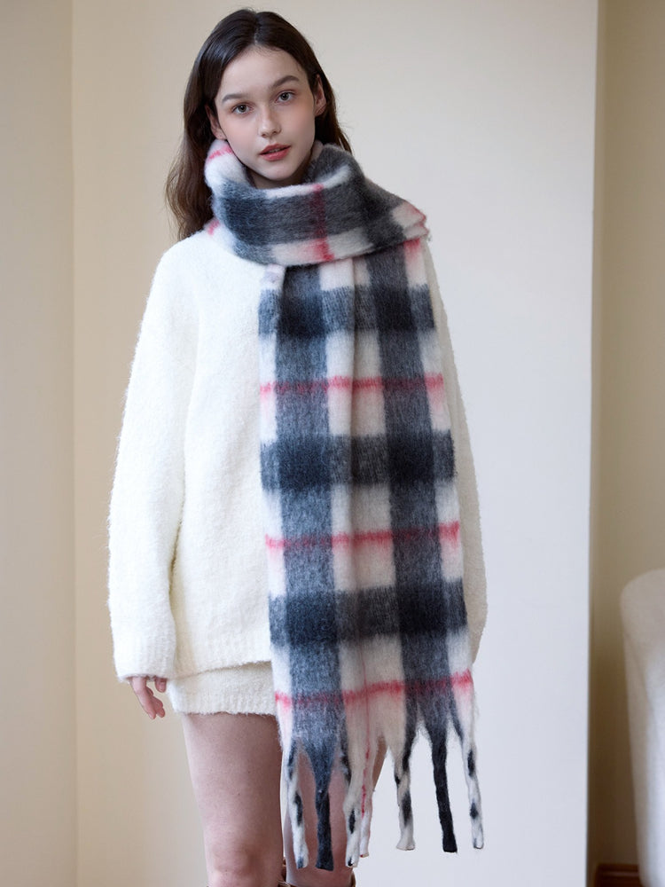 Extra-Long Chunky Plaid Scarf