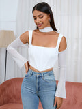 Mesh corset top with bell sleeves - View 21 | WEUXS
