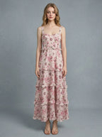 Ruffle Lace-Up Maxi Dress