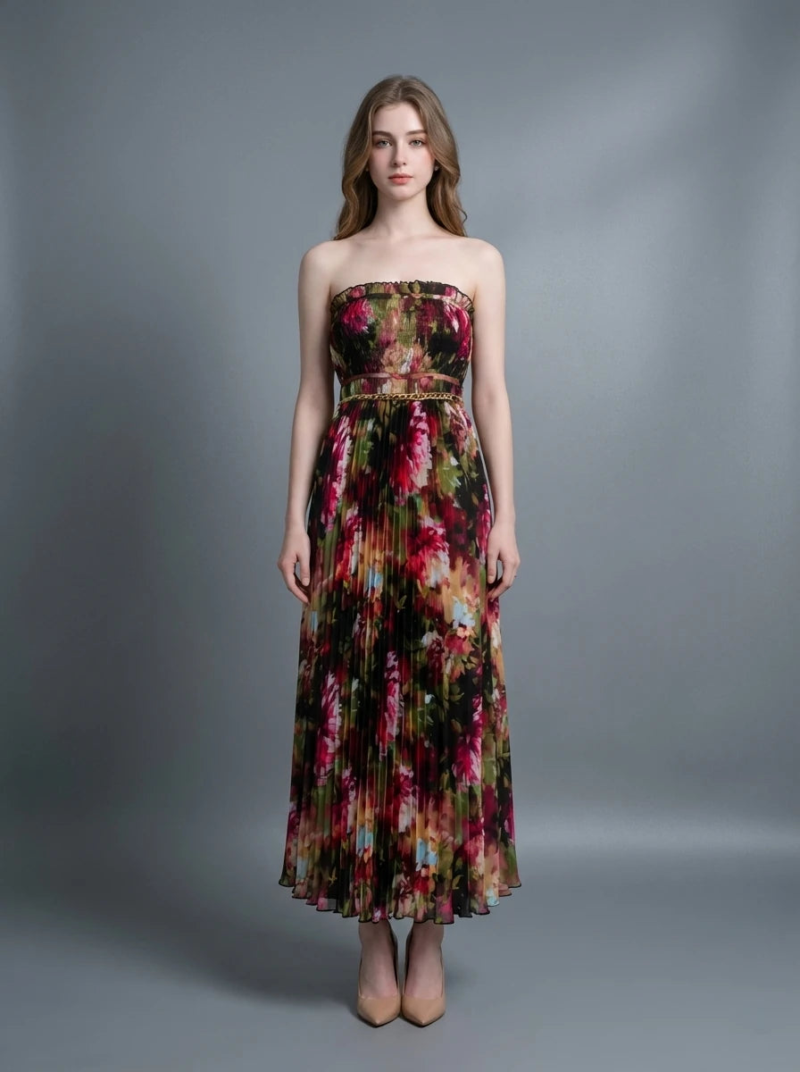 Strapless Pleated Maxi Dress Main image