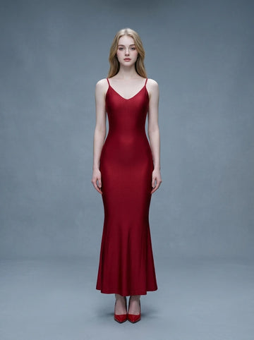 Mermaid Maxi Dress V-Neck Open Back