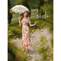 French style floral print midi dress with ruffle edge - View 4 | WEUXS