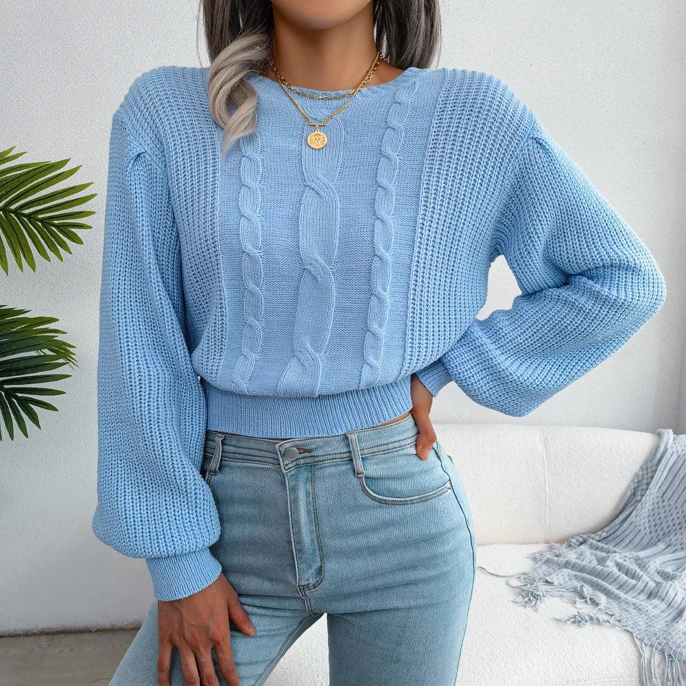 Women's Yellow Cable Knit Sweater - View 6 | WEUXS