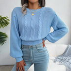 Women's Yellow Cable Knit Sweater - View 6 | WEUXS