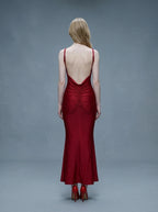 Mermaid Maxi Dress V-Neck Open Back