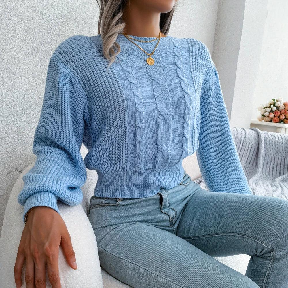 Women's Yellow Cable Knit Sweater - View 7 | WEUXS