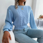 Women's Yellow Cable Knit Sweater - View 7 | WEUXS