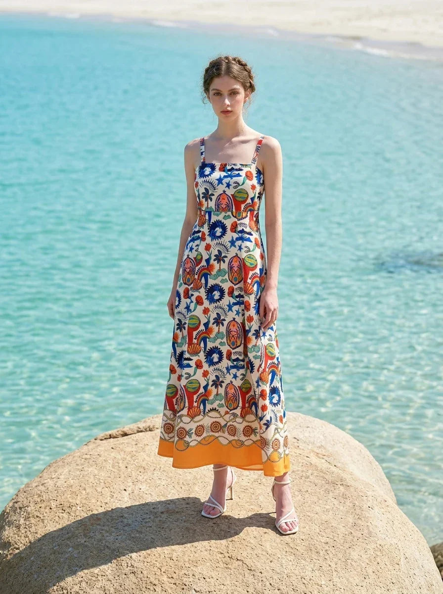 Tropical Print Maxi Dress - Resort Wear