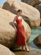Scoop Neck Maxi Dress | Ribbed Knit A-Line Dress