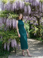 Fitted High Neck Midi Dress