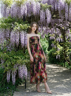 Strapless Pleated Maxi Dress