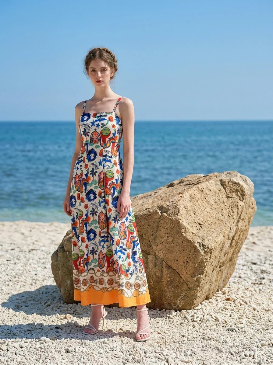 Tropical Print Maxi Dress - Resort Wear