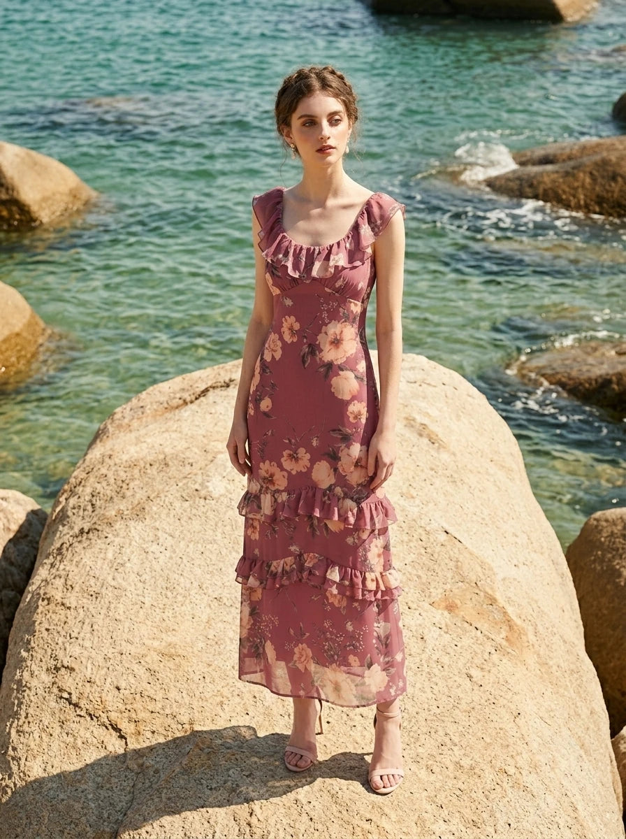 Tiered Floral Maxi Dress