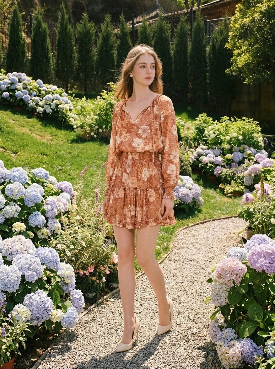 Floral Mini Dress with Ruffle Hem