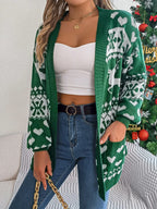 Green Reindeer Fair Isle Knit Cardigan - WEUXS