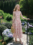 Ruffle Lace-Up Maxi Dress