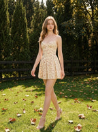Floral Mini Dress with Corset Detail