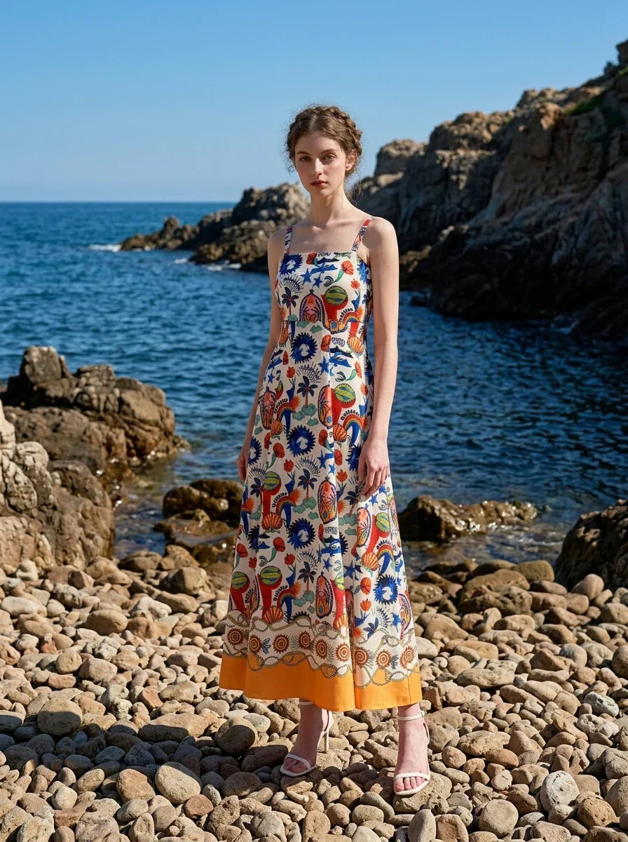 Tropical Print Maxi Dress - Resort Wear