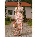 French style floral print midi dress with ruffle edge - View 7 | WEUXS