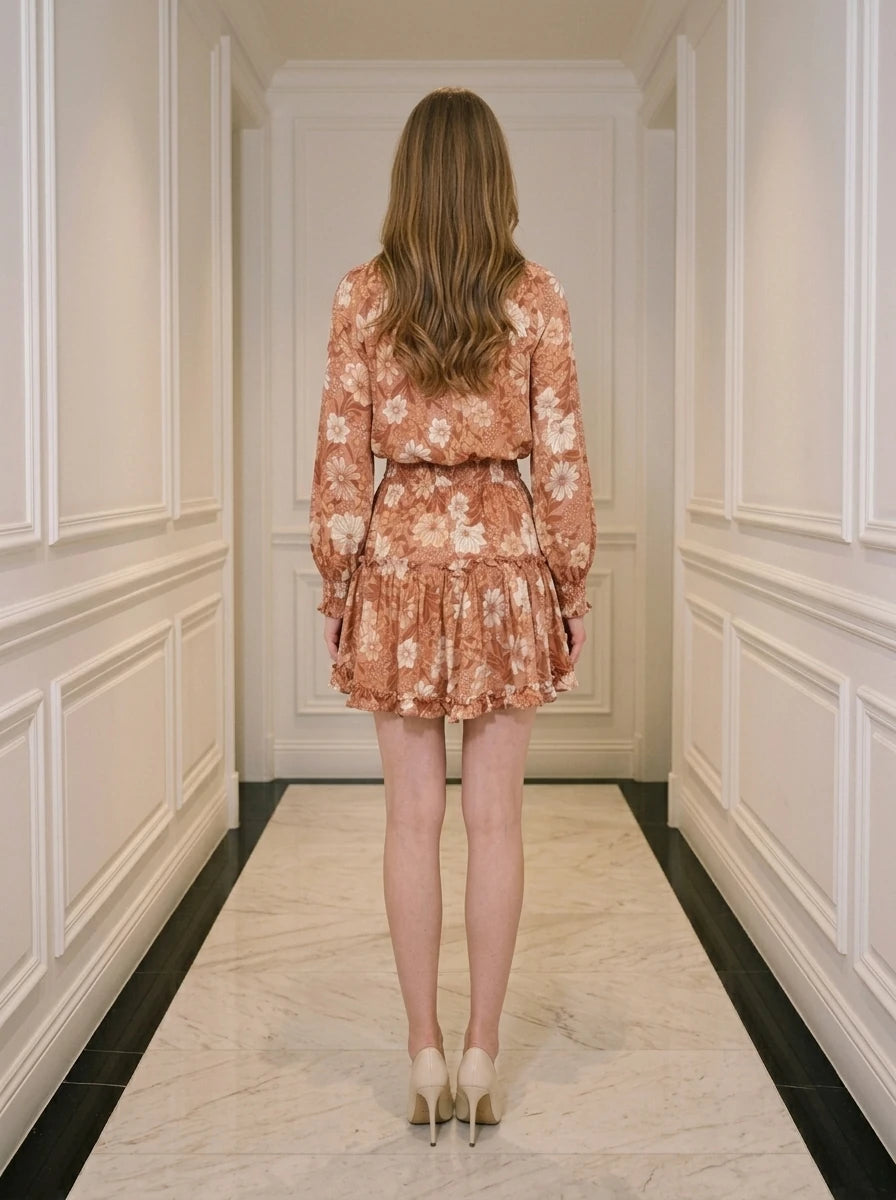 Floral Mini Dress with Ruffle Hem