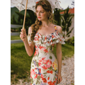 French style floral print midi dress with ruffle edge - View 8 | WEUXS