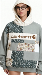 Unique Women’s Hoodie – Vintage Floral Patchwork Edition