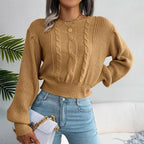 Women's Yellow Cable Knit Sweater - View 9 | WEUXS