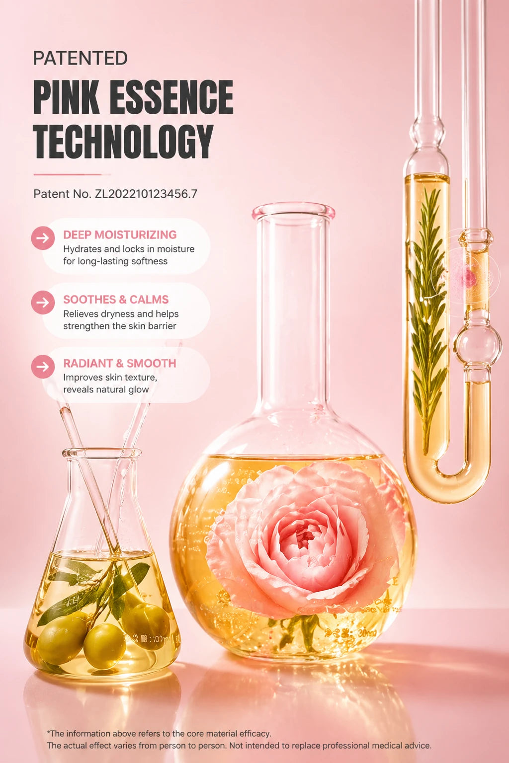 Nourishing skin serum bottle with pink packaging and rose imagery - View 7 | WEUXS