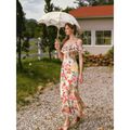 French style floral print midi dress with ruffle edge - View 9 | WEUXS