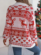 Green Reindeer Fair Isle Knit Cardigan - WEUXS