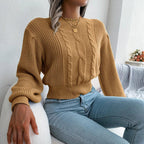 Women's Yellow Cable Knit Sweater - View 11 | WEUXS