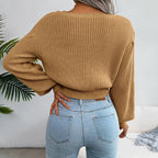 Women's Yellow Cable Knit Sweater - View 12 | WEUXS
