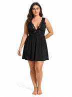 Satin Lace Trim Nightgown