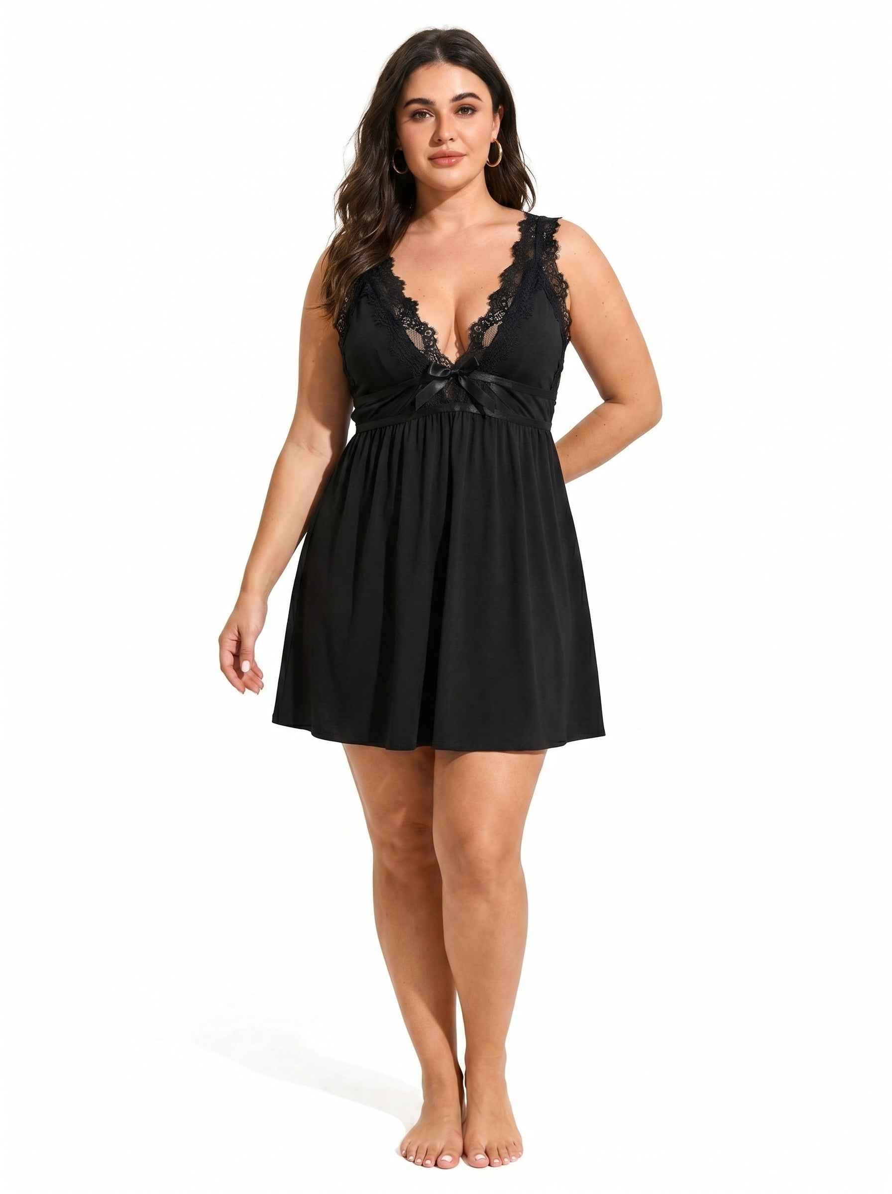 Satin Lace Trim Nightgown