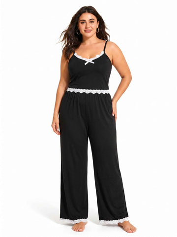 Elegant Lace Trim Pajama Set