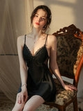 French Princess | Dot Mesh & Lace Satin Robe Set - WEUXS