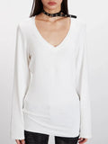 Longline V-Neck Tunic Top - View 6 | WEUXS