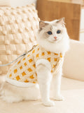 Pet fleece vest with red checkered pattern and clock embroidery - View 6 | WEUXS