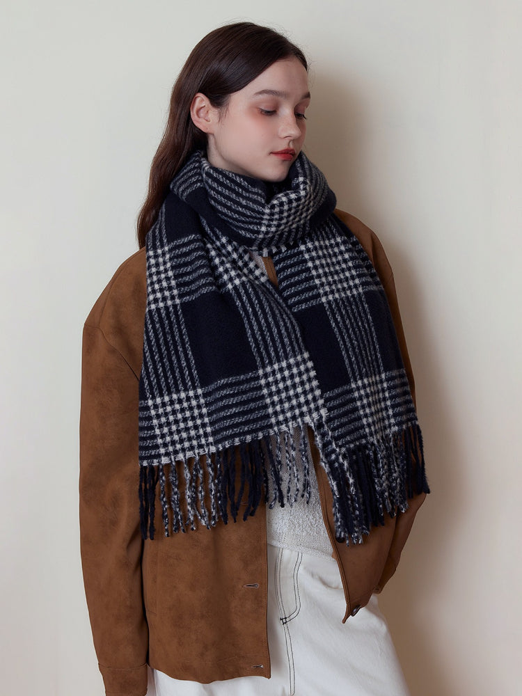 Oversized Faux Cashmere Plaid Scarf