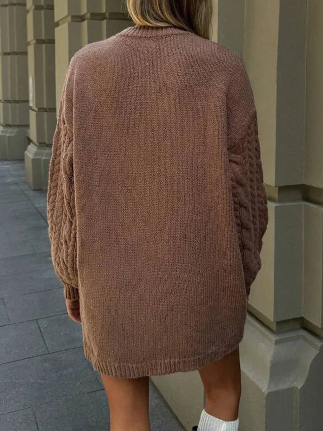 Chunky Cable Knit Tunic Sweater Secondary image
