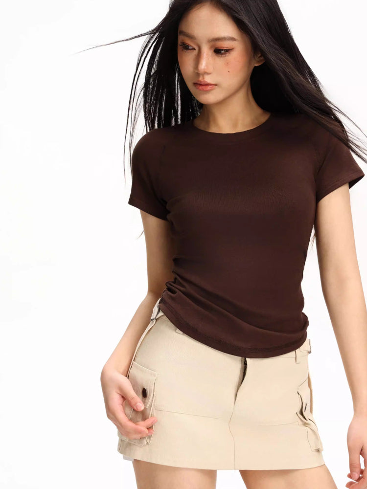 Women's ruched waist slim fit knit top - View 11 | WEUXS