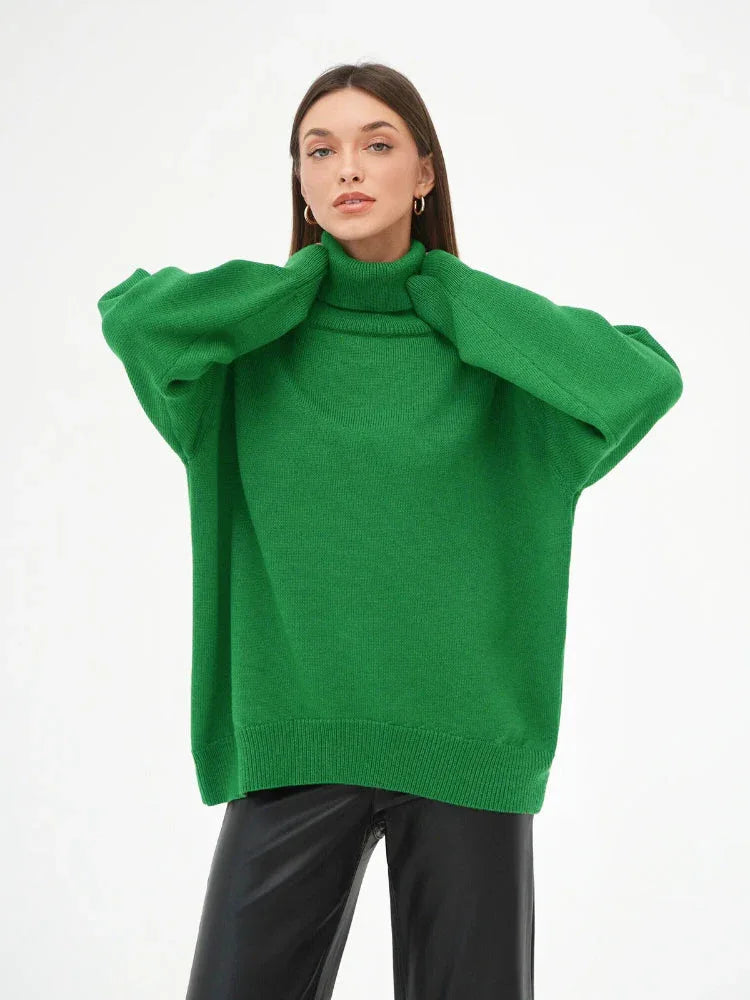 Oversized High Neck Knit Sweater - View 22 | WEUXS