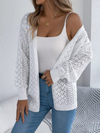Pointelle knit cardigan - View 18 | WEUXS