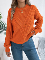 Pointelle knit crew neck sweater - View 7 | WEUXS