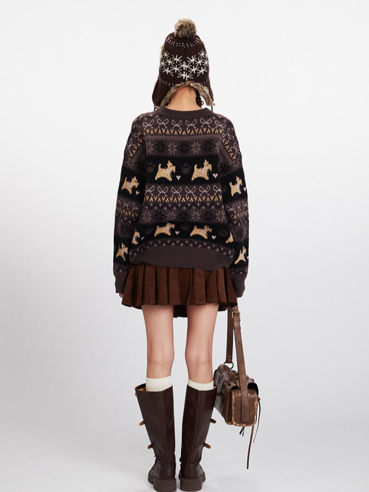 Vintage Scottie Dog Fair Isle Sweater