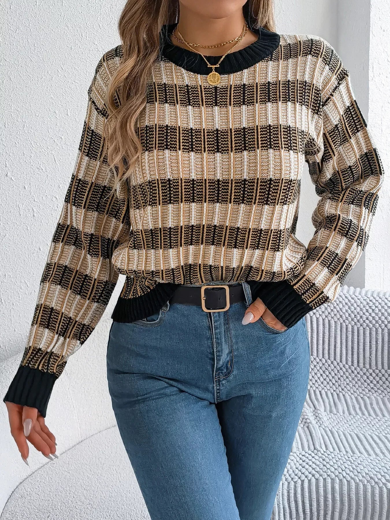 Vintage Lantern Sleeve Knit Sweater - View 7 | WEUXS